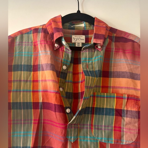 J.Crew Indian Madras Popover Half-button front design Men’s size XS - Picture 3 of 7